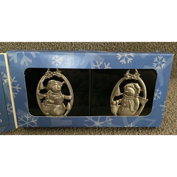 Longaberger Snow Friends Pewter Ornaments Christmas Holiday Collectible Set of 2 - Picture 1 of 11